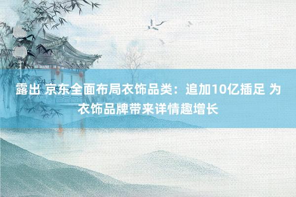 露出 京东全面布局衣饰品类：追加10亿插足 为衣饰品牌带来详情趣增长