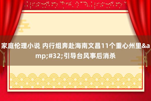 家庭伦理小说 内行组奔赴海南文昌11个重心州里&#32;引导台风事后消杀