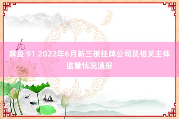 麻豆 91 2022年6月新三板挂牌公司及相关主体监管情况通报