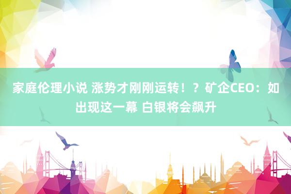 家庭伦理小说 涨势才刚刚运转！？矿企CEO：如出现这一幕 白银将会飙升