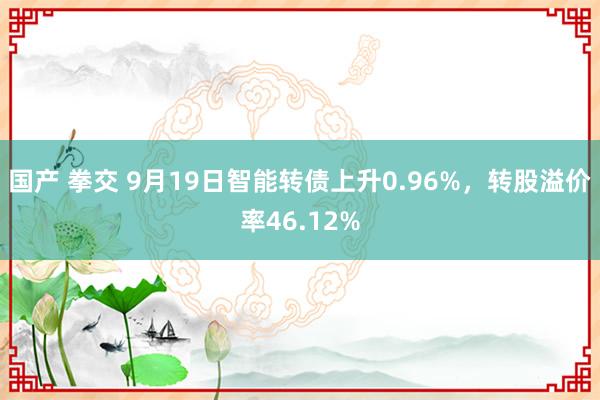 国产 拳交 9月19日智能转债上升0.96%，转股溢价率46.12%