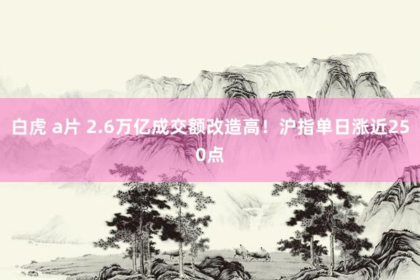 白虎 a片 2.6万亿成交额改造高！沪指单日涨近250点