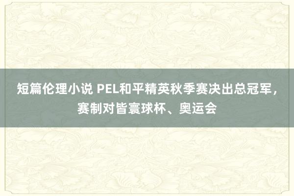 短篇伦理小说 PEL和平精英秋季赛决出总冠军，赛制对皆寰球杯、奥运会