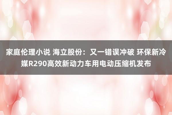 家庭伦理小说 海立股份：又一错误冲破 环保新冷媒R290高效新动力车用电动压缩机发布