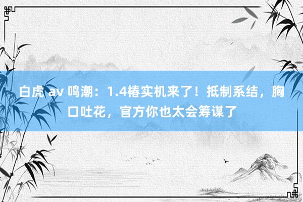 白虎 av 鸣潮：1.4椿实机来了！抵制系结，胸口吐花，官方你也太会筹谋了