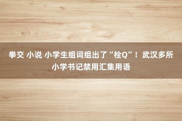 拳交 小说 小学生组词组出了“栓Q”！武汉多所小学书记禁用汇集用语