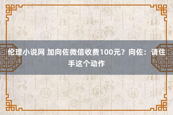 伦理小说网 加向佐微信收费100元？向佐：请住手这个动作