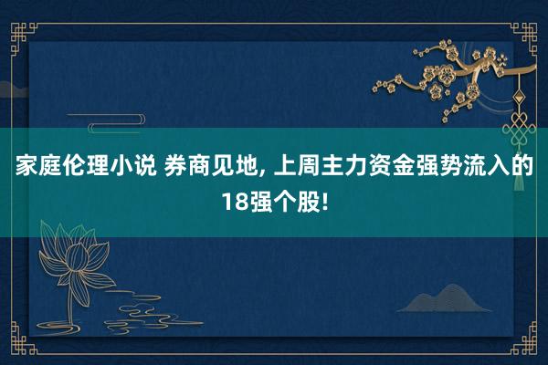 家庭伦理小说 券商见地， 上周主力资金强势流入的18强个股!