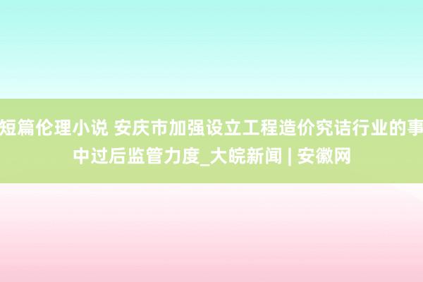 短篇伦理小说 安庆市加强设立工程造价究诘行业的事中过后监管力度_大皖新闻 | 安徽网