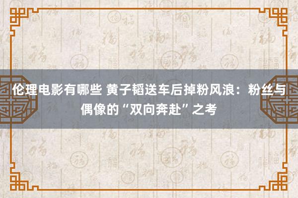 伦理电影有哪些 黄子韬送车后掉粉风浪：粉丝与偶像的“双向奔赴”之考